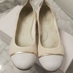 CK White and Gold Flats